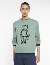 Charger l&#39;image dans la galerie, Maison Kitsuné Pull Dressed Fox intarsia Vert de Gris