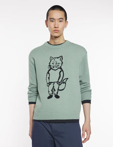 Maison Kitsuné Pull Dressed Fox intarsia Vert de Gris