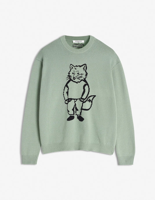 Maison Kitsuné Pull Dressed Fox intarsia Vert de Gris