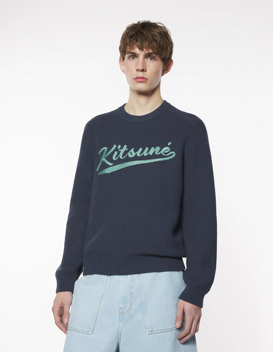 Maison Kitsuné Pull Varsity Embroidered Slate Grey