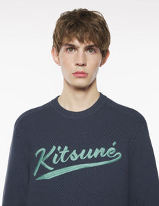 Maison Kitsuné Pull Varsity Embroidered Slate Grey