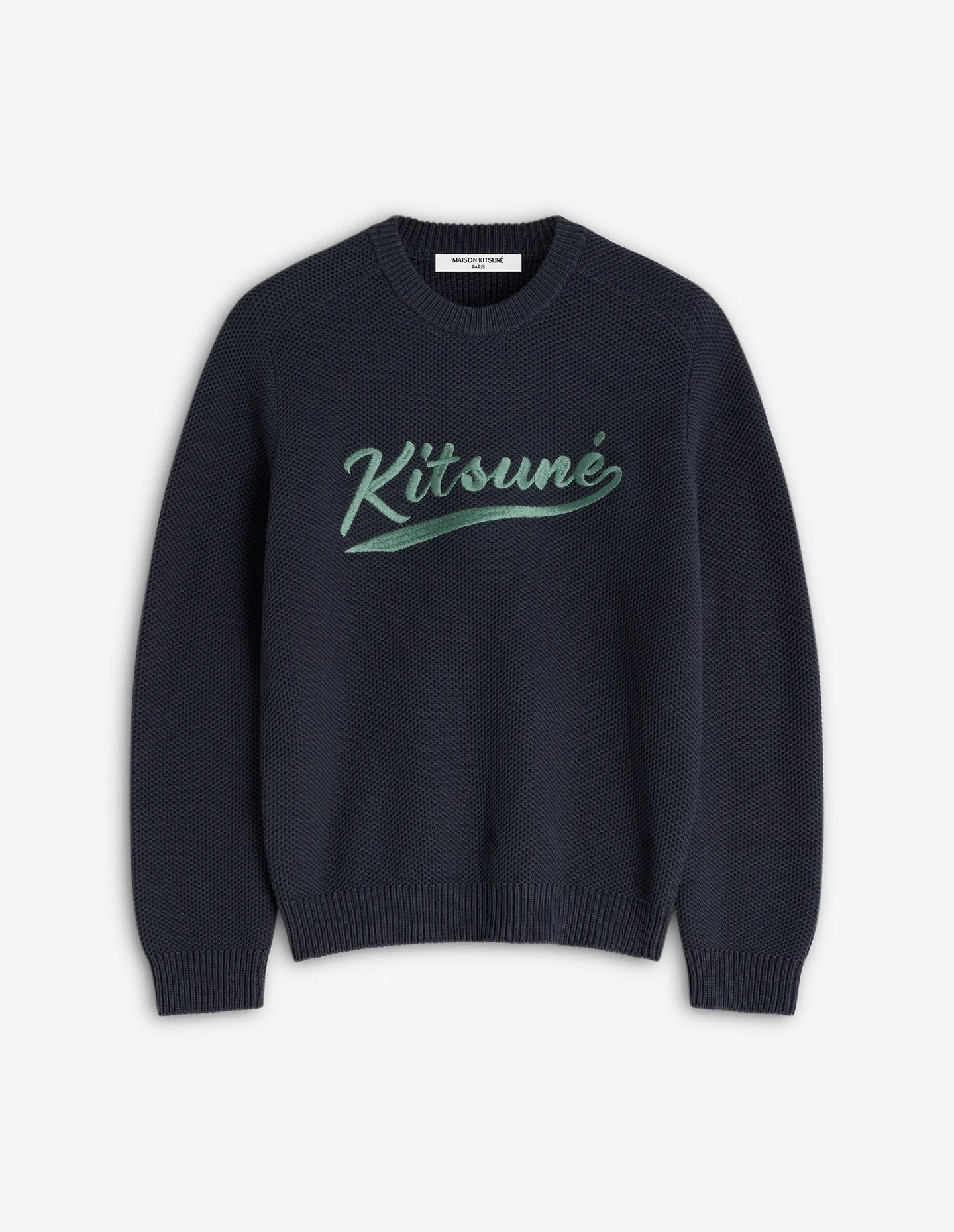 Maison Kitsuné Pull Varsity Embroidered Slate Grey
