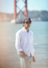 Charger l'image dans la galerie, Drapeau Noir Chemise Oxford Rayures Retro Fit Bleu