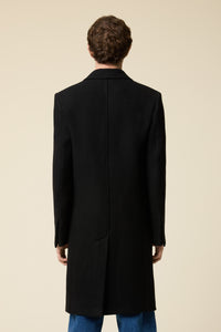 AMI Manteau en Laine Deux Boutons Noir