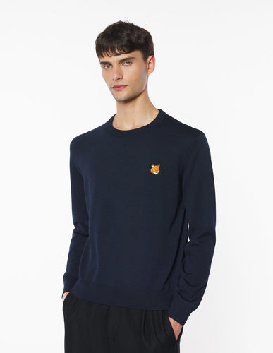 Maison Kitsuné Pull Fox Head en Laine Navy