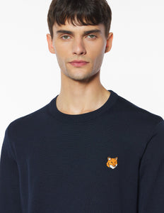 Maison Kitsuné Pull Fox Head en Laine Navy
