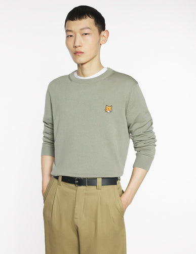 Maison Kitsuné Pull Fox Head en Laine Laurel Green