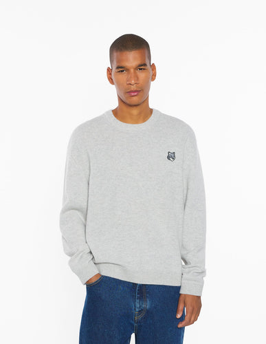 Maison Kitsuné Pull Fox Head Lambswool Light Grey