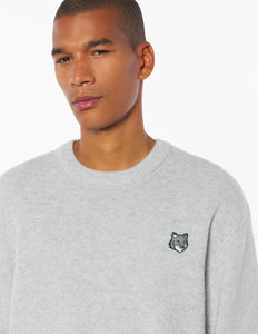 Maison Kitsuné Pull Fox Head Lambswool Light Grey
