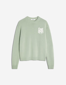 Maison Kitsuné Pull Fox Head Intarsia Sage Green