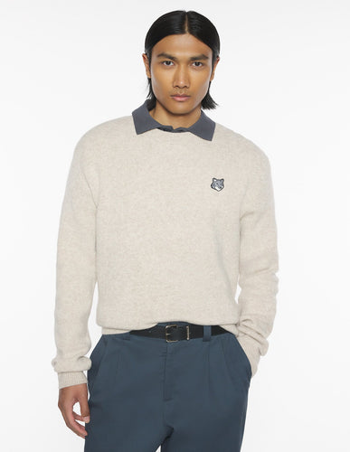 Maison Kitsuné Pull Fox Head Lambswool Tan Beige