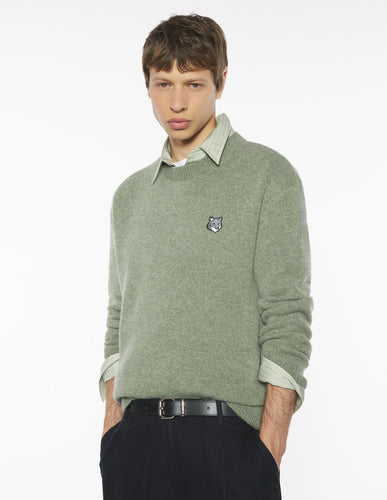 Maison Kitsuné Pull Fox Head Lambswool Laurel Green