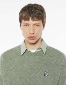 Maison Kitsuné Pull Fox Head Lambswool Laurel Green