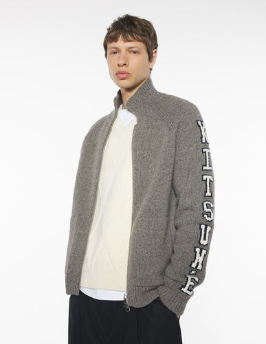 Maison Kitsuné Blouson Varsity en Laine Grey Melange