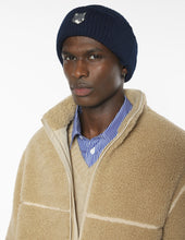 Charger l&#39;image dans la galerie, Maison Kitsuné Bonnet Large en Laine Fox Head Navy