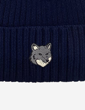 Charger l&#39;image dans la galerie, Maison Kitsuné Bonnet Large en Laine Fox Head Navy