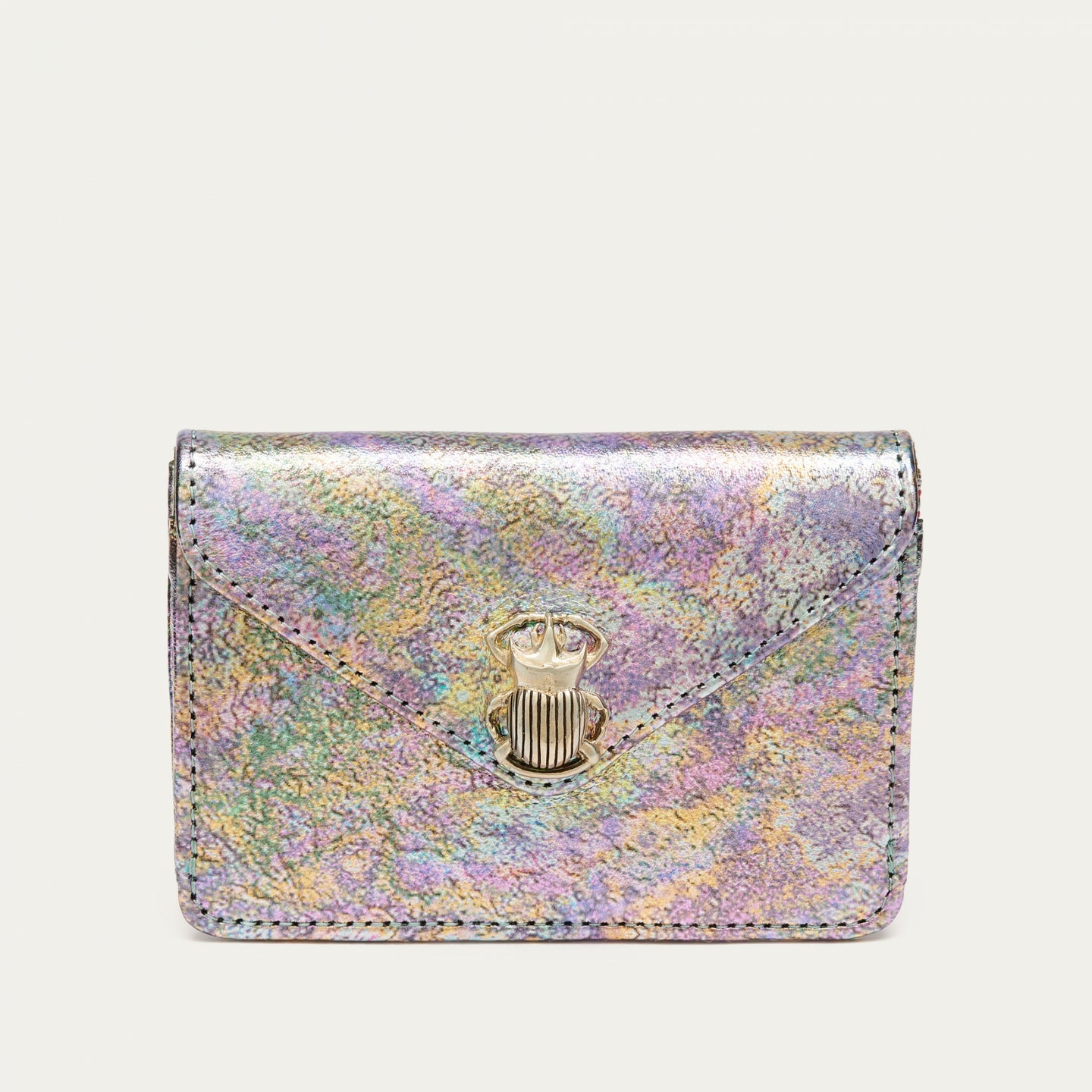 Claris Virot Porte Cartes Alex Python Métallisé essence