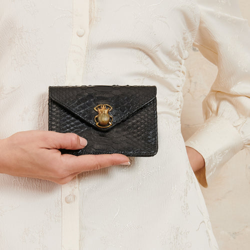 Claris Virot Portes Cartes Alex en Cuir Noir