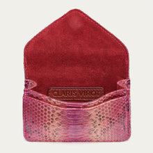 Charger l&#39;image dans la galerie, Claris Virot Porte Cartes Alex Python Bordeaux rose