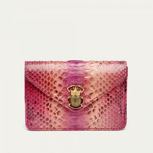 Claris Virot Porte Cartes Alex Python Bordeaux rose