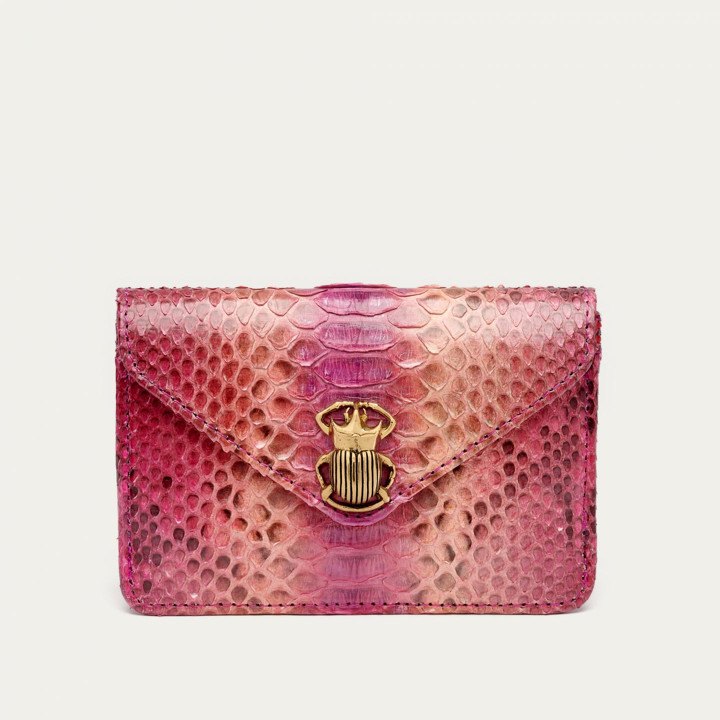 Claris Virot Porte Cartes Alex Python Bordeaux rose