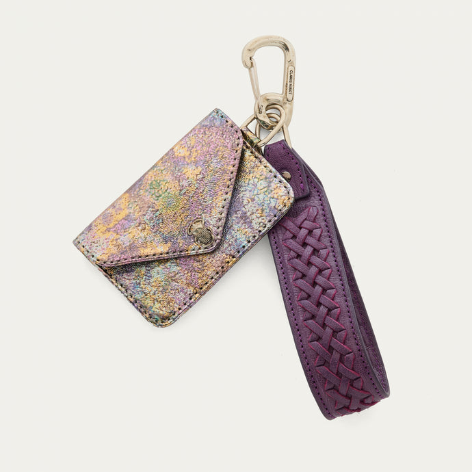 Claris Virot Porte Clés Fred en Cuir Essence violet