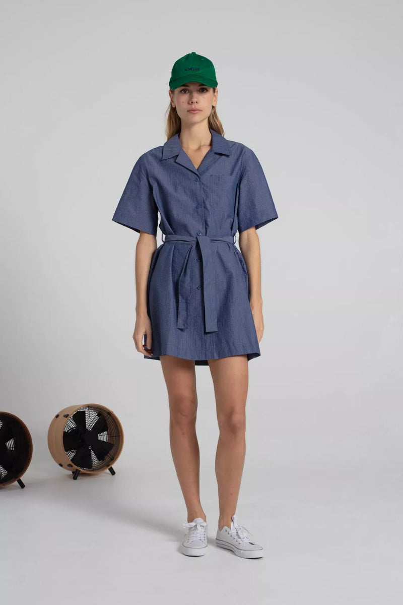 Le Mont Saint Michel Robe Rimay en Seersucker Bleu – Les Archives