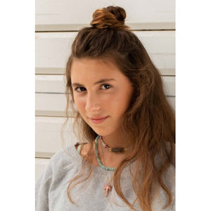 Mon Precieux Gem Collier Rolla Bolla en Turquoise et Pompon Rose