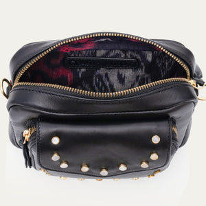 Claris Virot Sac Baby Charly en Cuir Clous Noir