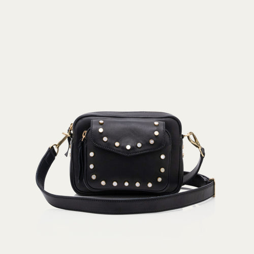 Claris Virot Sac Baby Charly en Cuir Clous Noir
