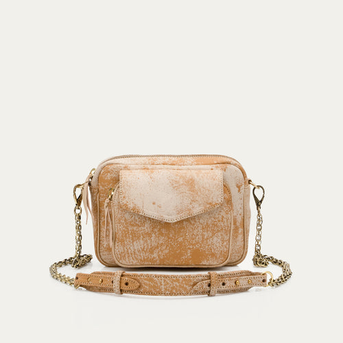 Claris Virot Sac Charly en Cuir Sable Blanc