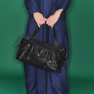 Claris Virot Sac Juno Python Noir Or