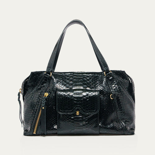 Claris Virot Sac Juno Python Noir Or