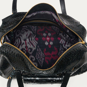 Claris Virot Sac Juno Python Noir Or