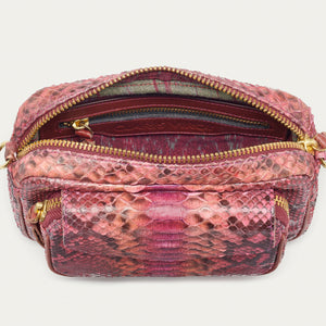Claris Virot Sac Charly Python Bordeaux rose