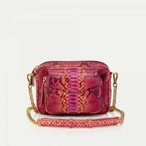 Claris Virot Sac Charly Python Bordeaux rose