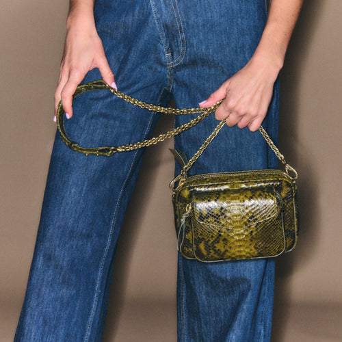 Claris Virot Sac Charly Python Dark Kaki