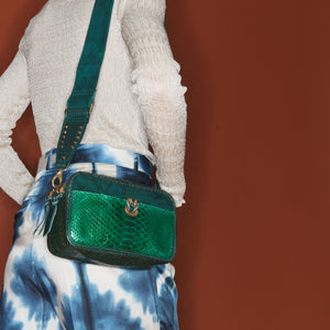 Claris Virot Sac Lily Python Vert pelouse