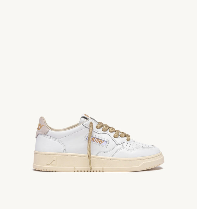 Autry Sneakers Medalist 01 Low Leather Lurex Gold SW01