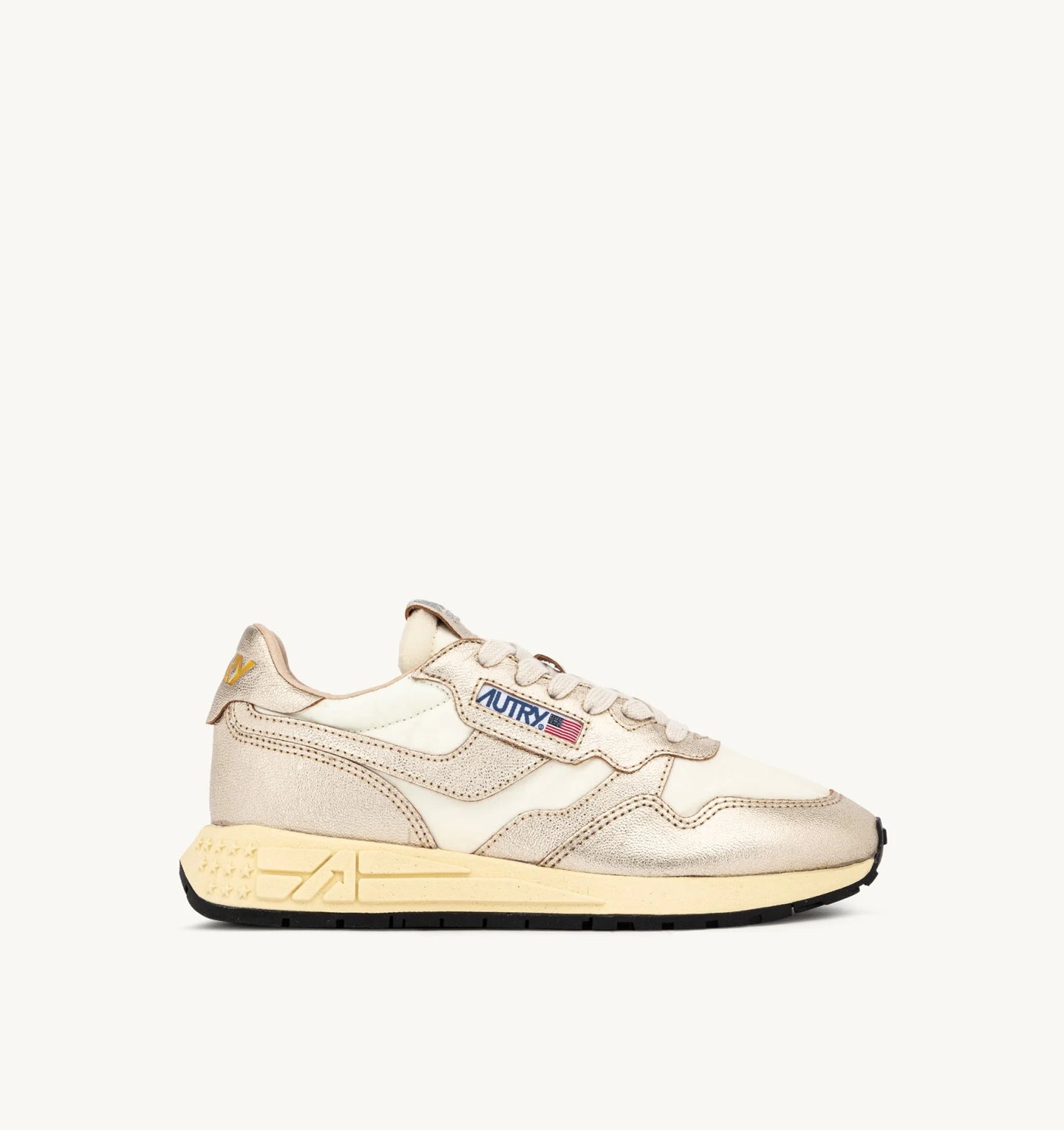 Autry Sneakers Reelwind Low Leather Nylon White Gold AN02