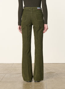 Vanessa bruno Pantalon Dompay Flare en Velours Vert Fonce