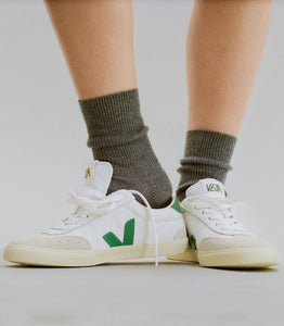 VEJA Volley Canvas White Emeraude