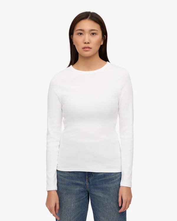 Colorful Standard T-shirt Manches Longues Organic Rib Optical white