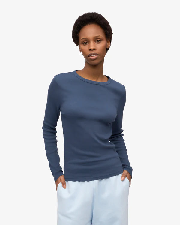 Colorful Standard T-shirt Manches Longues Organic Rib Petrol blue