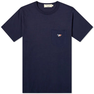 Maison Kitsuné T-shirt Tricolor Fox Patch Pocket Navy