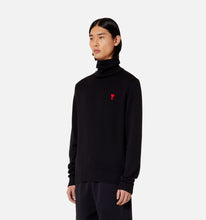 Charger l&#39;image dans la galerie, AMI Pull Col roulé Ami de Coeur en Laine Noir