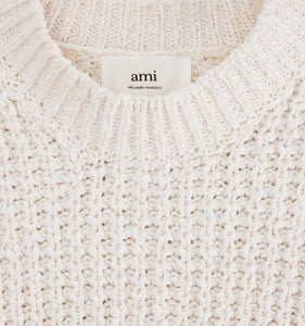 AMI Pull Gaufré Blanc naturel