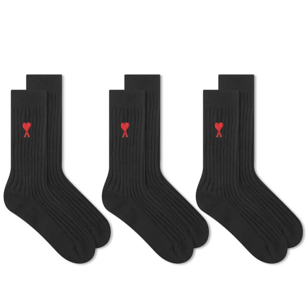 AMI Trio de Chaussettes Ami de Coeur Black