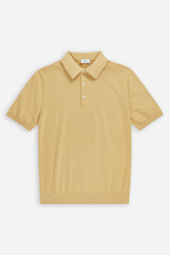 Closed Polo en Maille de Coton Moutarde