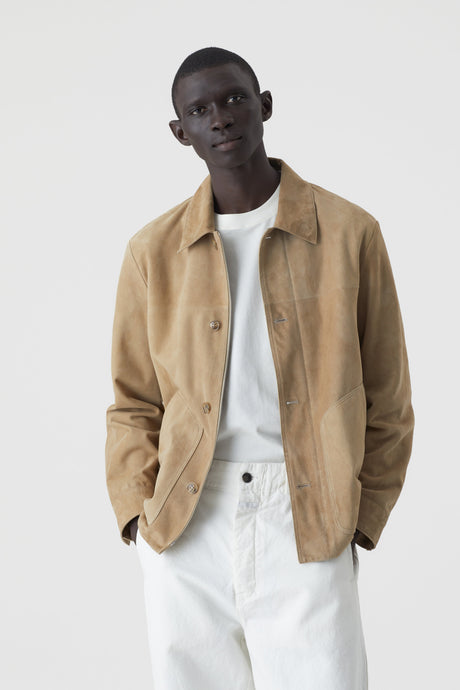 Closed Veste en Cuir velours Beige